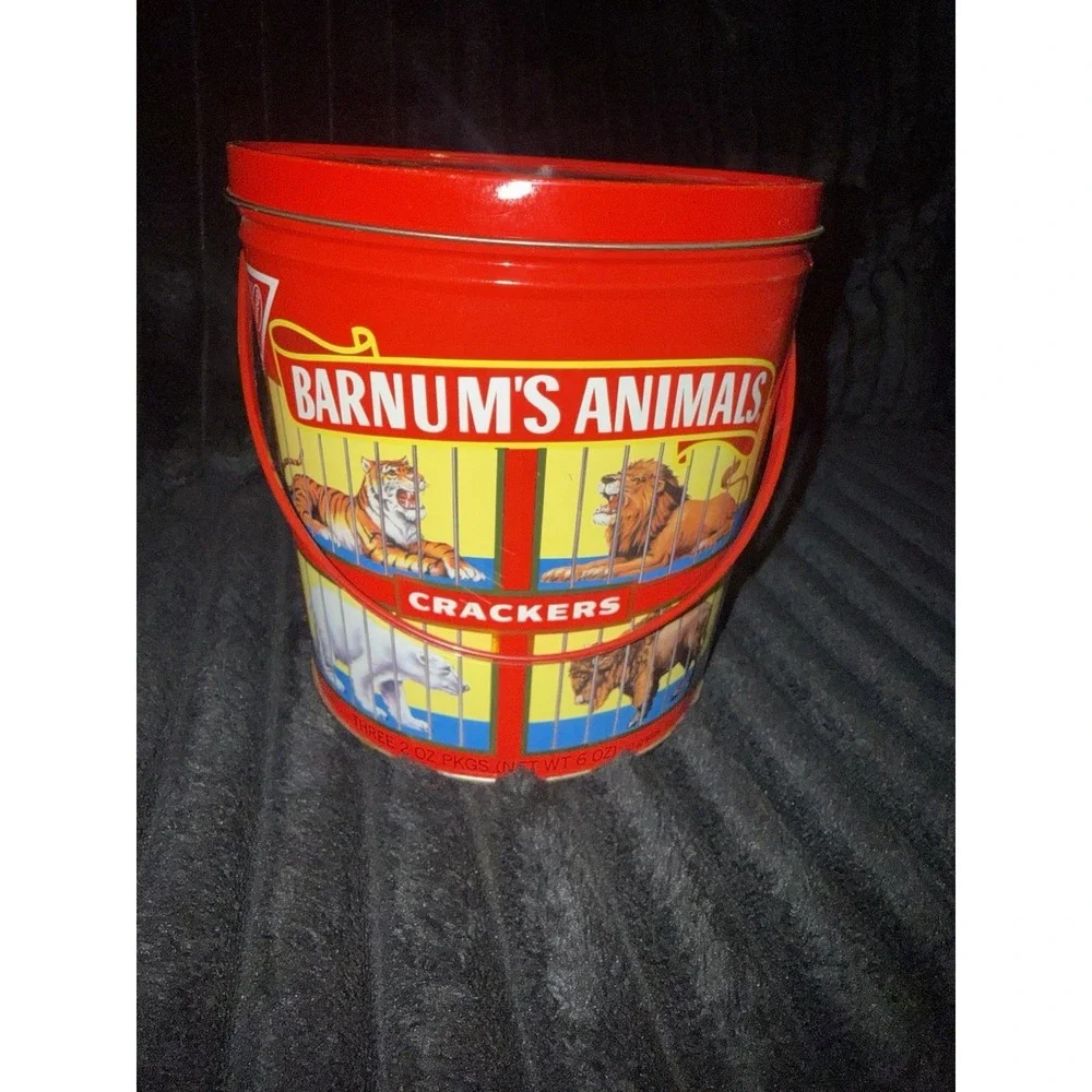 Vintage 1991 Nabisco Barnum's Animals Cracker Metal Bucket Circus 6 1/4
